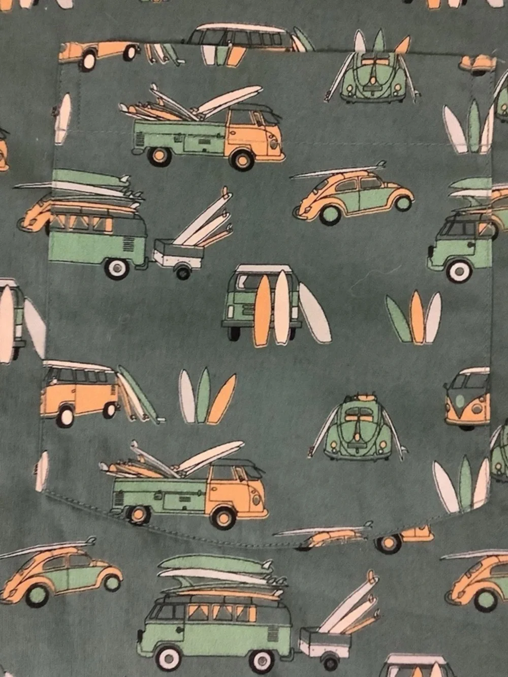 Alex Cannon Sz L 100% Cotton VW Bug Van Surfboard Print Beach Vacation Shirt - Picture 3 of 6